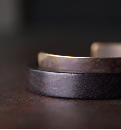 Zen Fusion: Hand-Finished Brass and African Ebony Cuff Bracelet