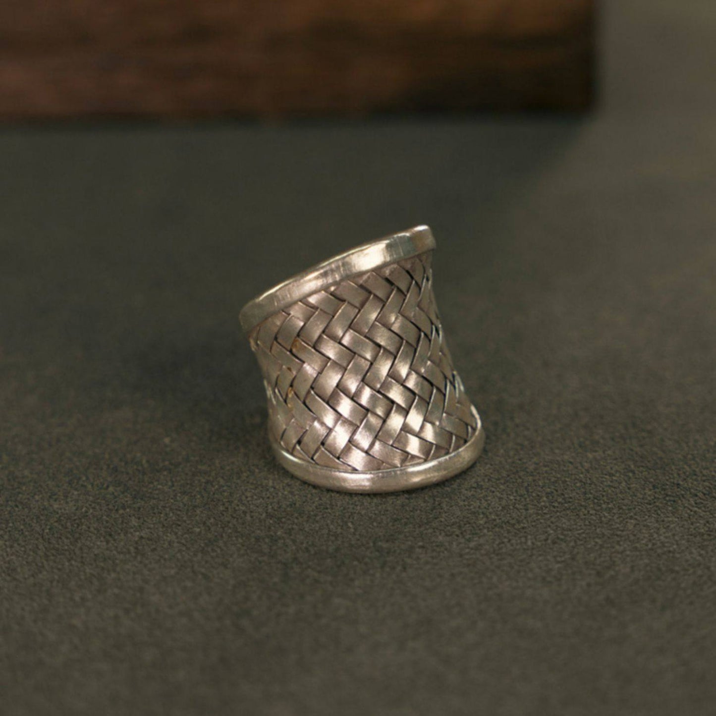 Bold Artisan S999 Fine Silver Shield & Woven Adjustable Rings