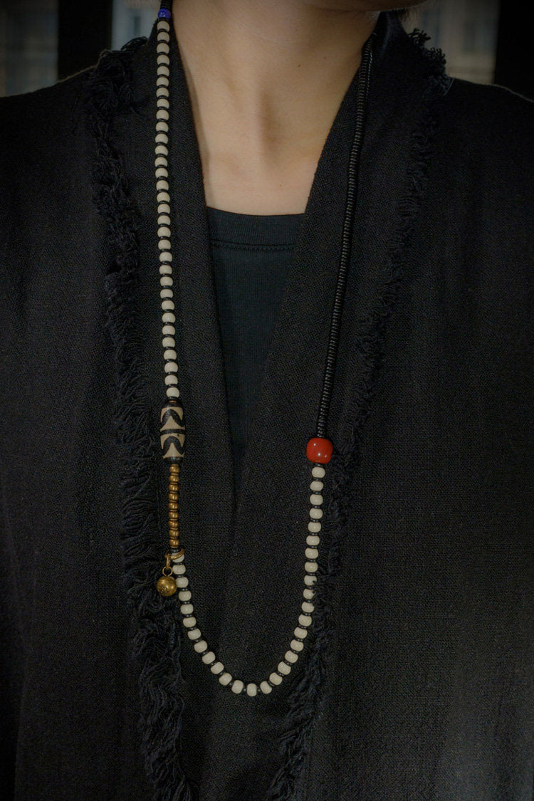 Artisan Vintage Tibetan Necklace & 4-Layer Wrap Wooden Bracelet