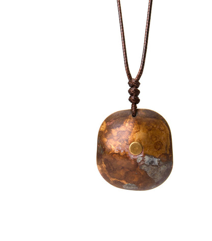 "Alchemist's Mirror" Reversible Vintage Brass Necklace