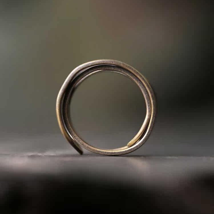 Hand-Forged Antique Brass Abstract Hollow-Out Rings