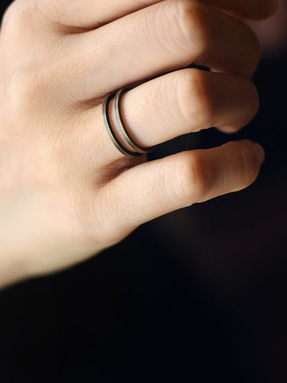 Artisan Double-Layered Wavy & V-Shape Brass Rings