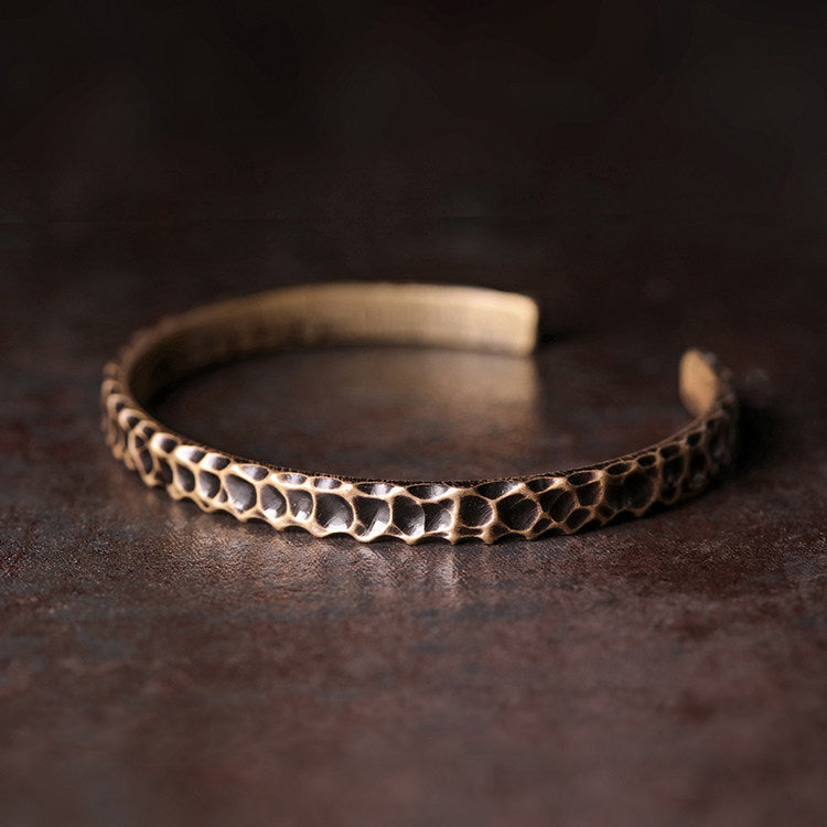 JS542 Hand-Hammered "Ancient Earth" Antique Brass Cuff Bracelet