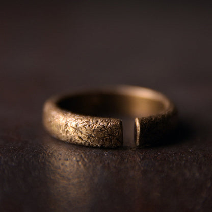 Hand-Forged Stardust Texture Brass Minimalist Rings