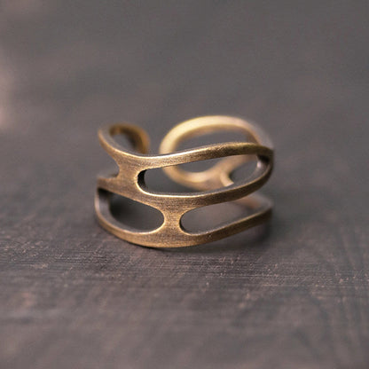 Artisan Skeletonized Brass Rings for Men & Women
