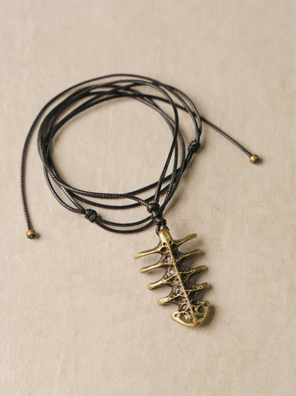 "Primal Spine" Vertebrae Totem Vintage Brass Necklace