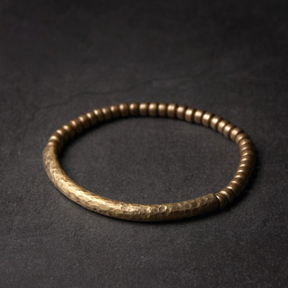 Hand-Hammered Brass Feng Shui Bracelet for Balance & Resilience