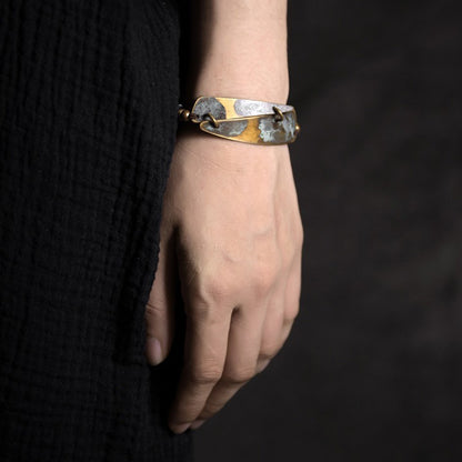 Patina Brass Shield & Ebony Bracelet - Spiritual Growth & Protection