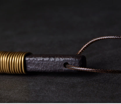 Hand-Forged Ebony and Raw Brass Totem Necklace