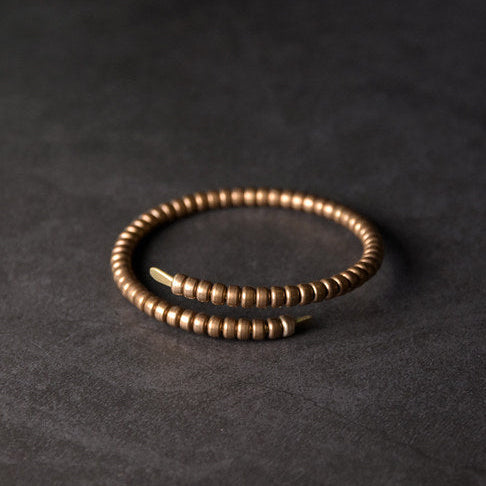Vintage Hand-Textured Spiral Brass Cuff Bracelet