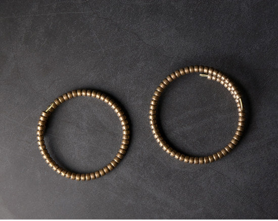 Vintage Hand-Textured Spiral Brass Cuff Bracelet