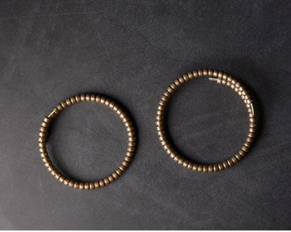 Vintage Hand-Textured Spiral Brass Cuff Bracelet