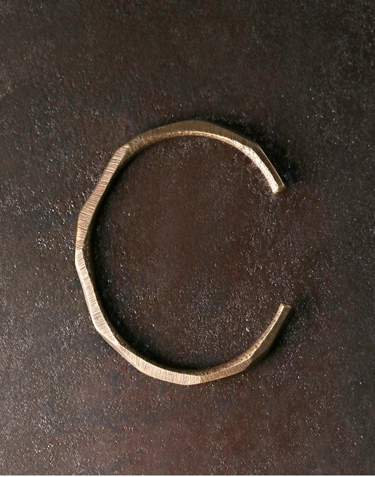 Hand-Faceted Solid Brass Cuff Bracelet - JS546