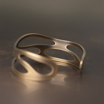 Artisan Hollow-Out "Eternal Wave" Brass Cuff Bracelet