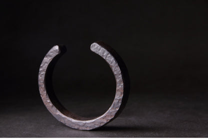 Hand-Textured African Ebony Cuff Bracelet with Seamless Brass Inlay