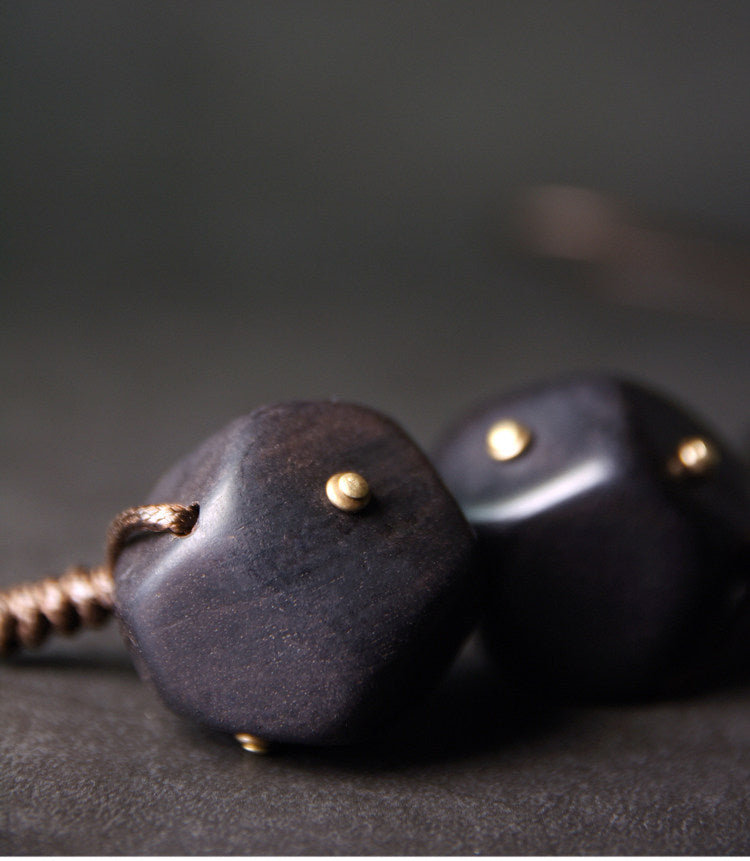 "Elemental Cube" Geometric African Wood Necklace