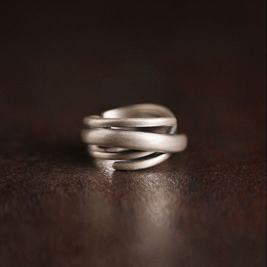 Artisan Interwoven 925 Sterling Silver Multi-Layer Ring