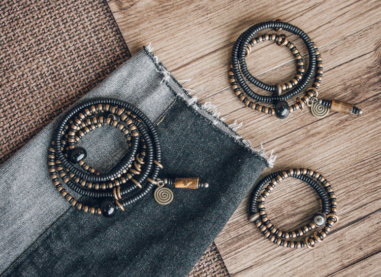 Artisan Multi-Wrap Ebony & Tiger’s Eye Spiritual Talisman