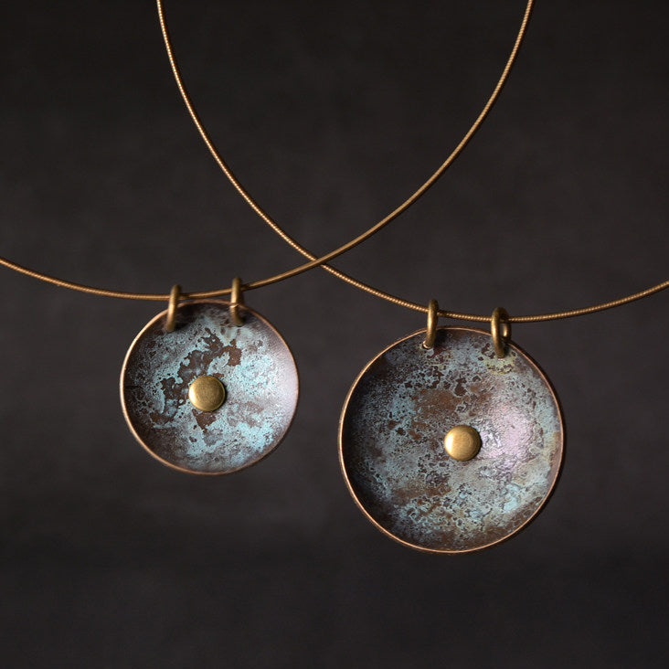 "Orb of Origin" Patina Brass Necklace