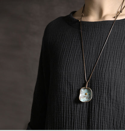 "Alchemist's Mirror" Reversible Vintage Brass Necklace