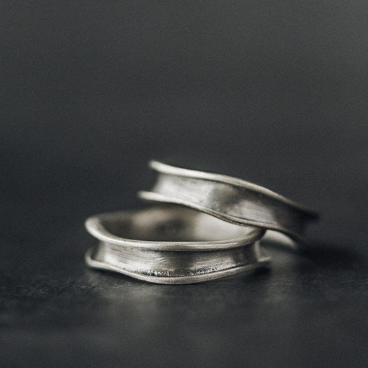 Artisan Matte 925 Sterling Silver Wavy Adjustable Ring