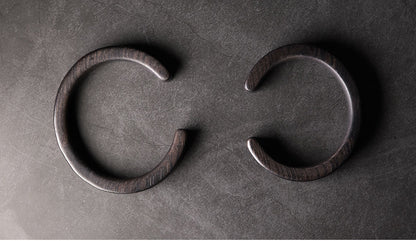 Hand-Polished Solid Ebony Wood Cuff Bracelet - Minimalist Grounding Bangle