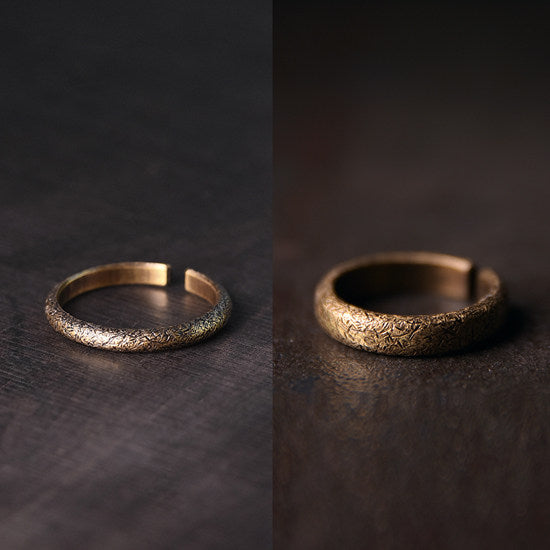 Hand-Forged Stardust Texture Brass Minimalist Rings
