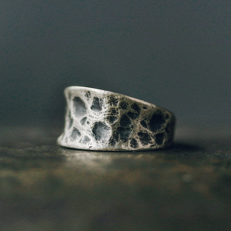 Artisan Wide-Band Volcanic Matte 925 Sterling Silver Ring