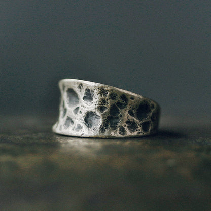 Artisan Wide-Band Volcanic Matte 925 Sterling Silver Ring