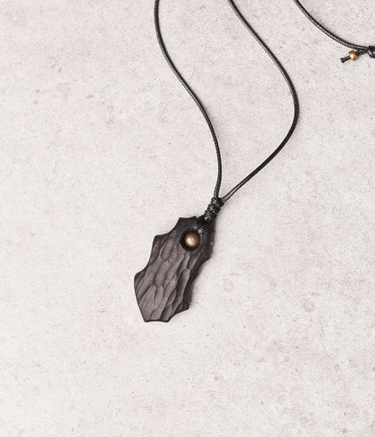 "Midnight Guardian" Hand-Carved Ebony Wooden Necklace