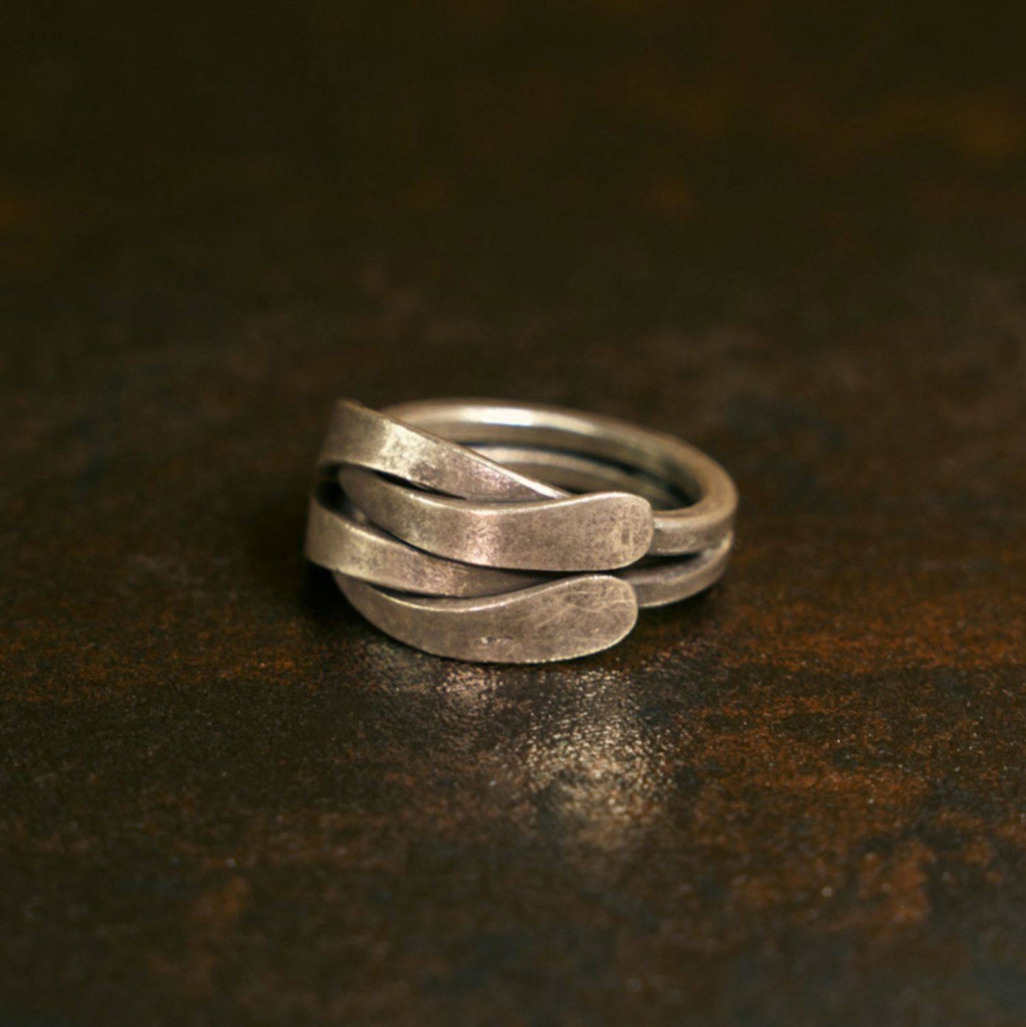 Artisan 925 Sterling Silver Woven & Layered Adjustable Rings