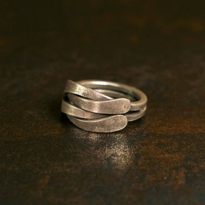 Artisan 925 Sterling Silver Woven & Layered Adjustable Rings