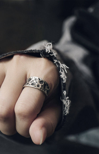 Artisan Wide-Band Volcanic Matte 925 Sterling Silver Ring