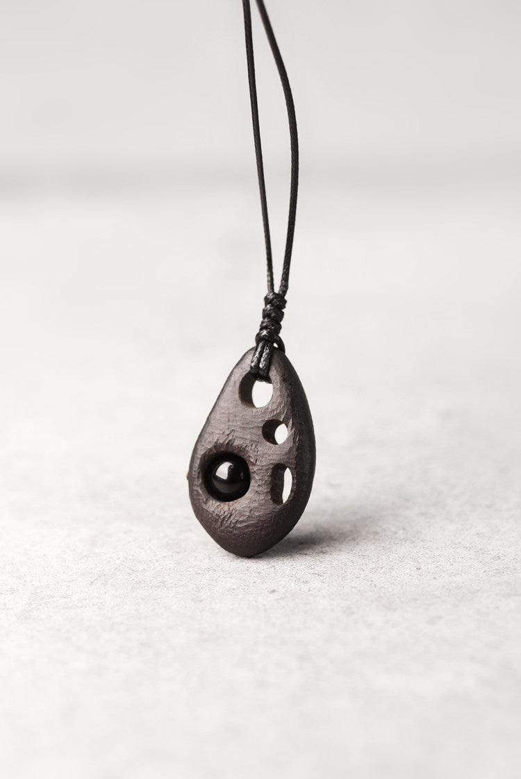 "Void & Vision" Ebony Wood Pendant Necklace