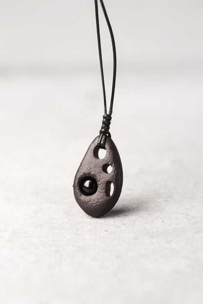 "Void & Vision" Ebony Wood Pendant Necklace