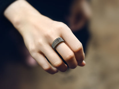 Artisan Linear-Textured Handmade Brass Band Rings