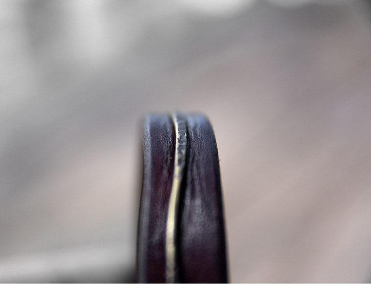 Hand-Dyed Vegetable Tanned Leather and Hammered Brass Bangle Bracelet