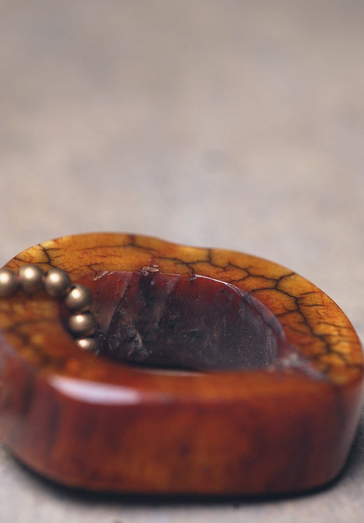 Hand-Carved Tibetan Ox Bone & Green Agate Spiritual Necklace