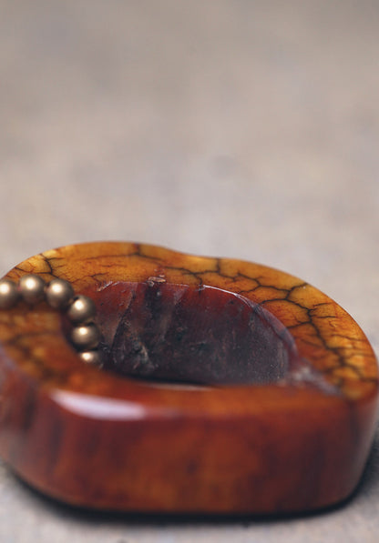 Hand-Carved Tibetan Ox Bone & Green Agate Spiritual Necklace