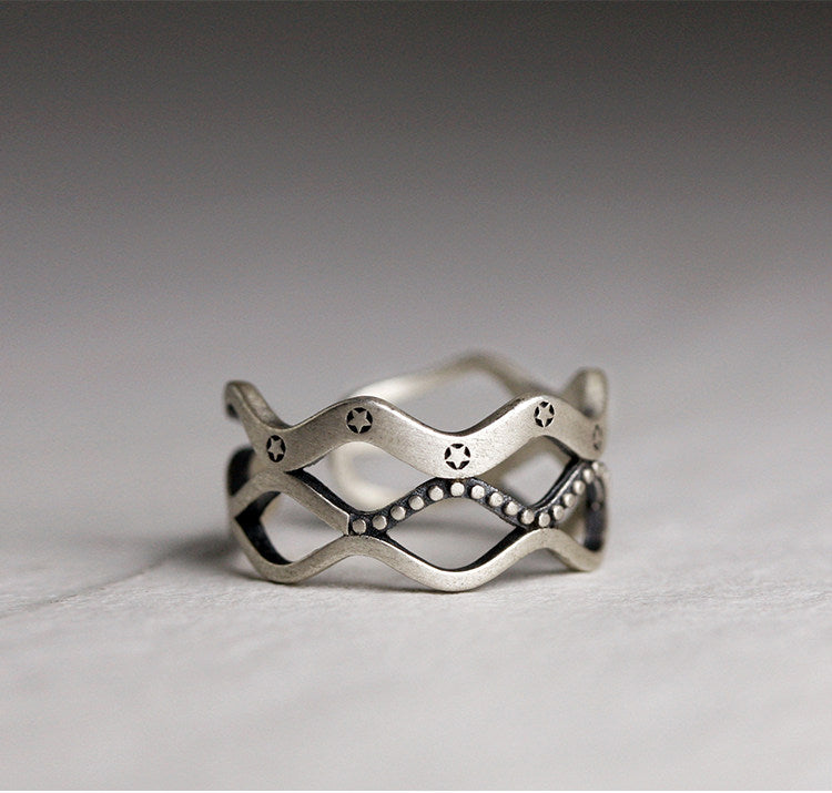 Artisan Celestial Wave 925 Sterling Silver Handmade Ring