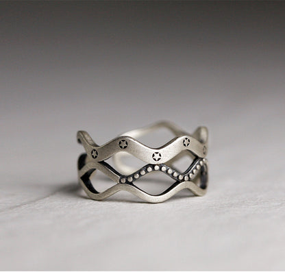 Artisan Celestial Wave 925 Sterling Silver Handmade Ring