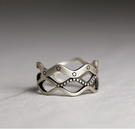 Artisan Celestial Wave 925 Sterling Silver Handmade Ring
