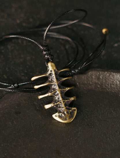 "Primal Spine" Vertebrae Totem Vintage Brass Necklace