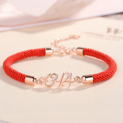 S925 Sterling Silver Red String Couple Bracelet - "520" (I Love You) & "1314" (Forever)