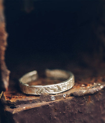 Artisan Distressed Bark-Texture 925 Sterling Silver Ring