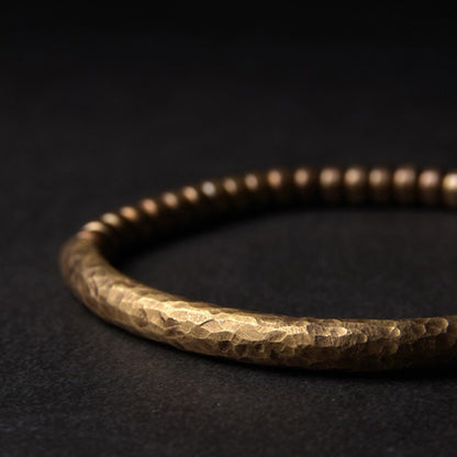 Hand-Hammered Brass Feng Shui Bracelet for Balance & Resilience