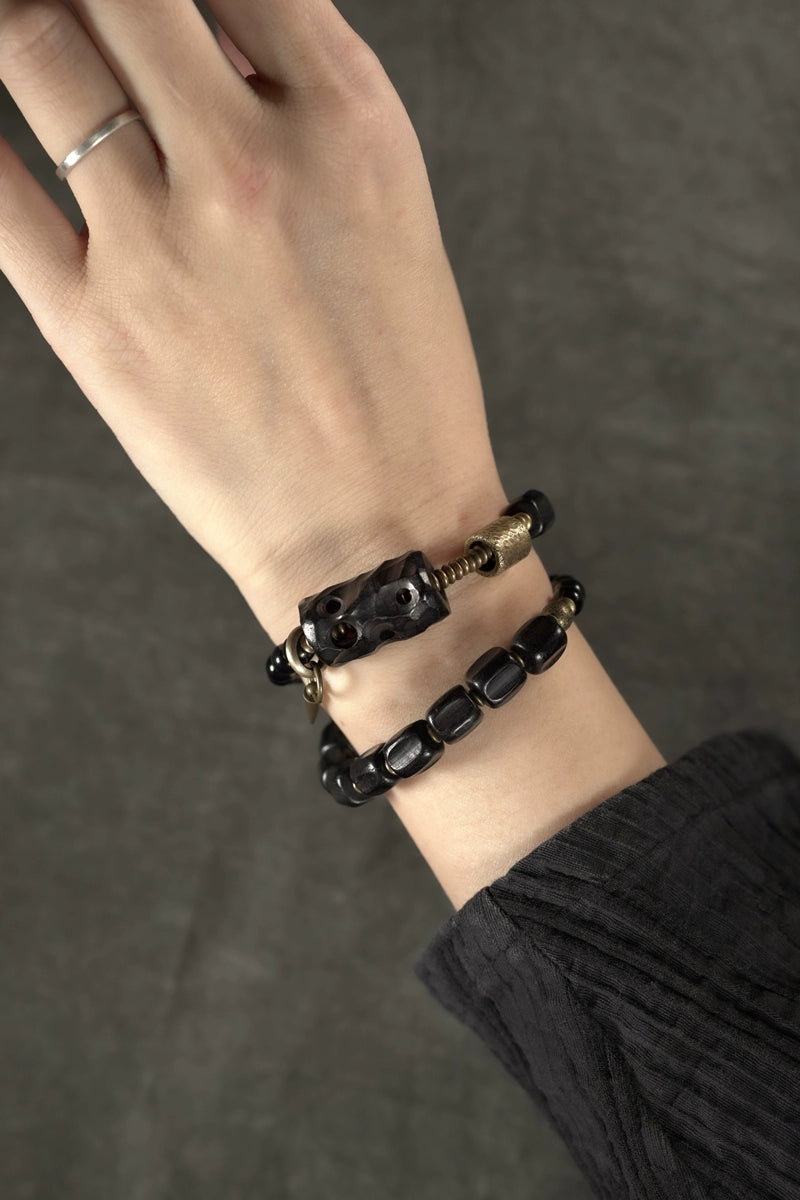 Obsidian & Ebony Buddha Beads Mala for Protection and Strength
