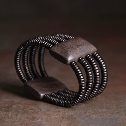 Tibetan Style Ebony Wood Bracelet for Balance & Spiritual Growth