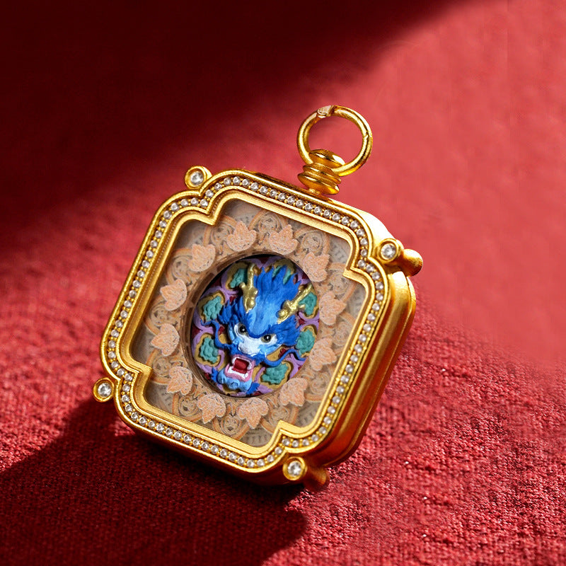 Hand-Painted Tibetan Tsha-Tsha Clay Pendant with Brass Frame (40+ Styles)