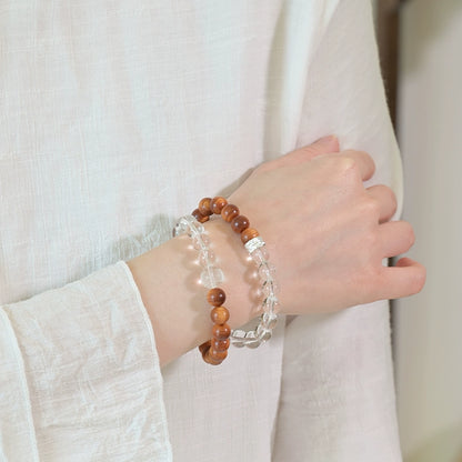 Clear Quartz & Cypress Wood Bracelet for Healing and Purification